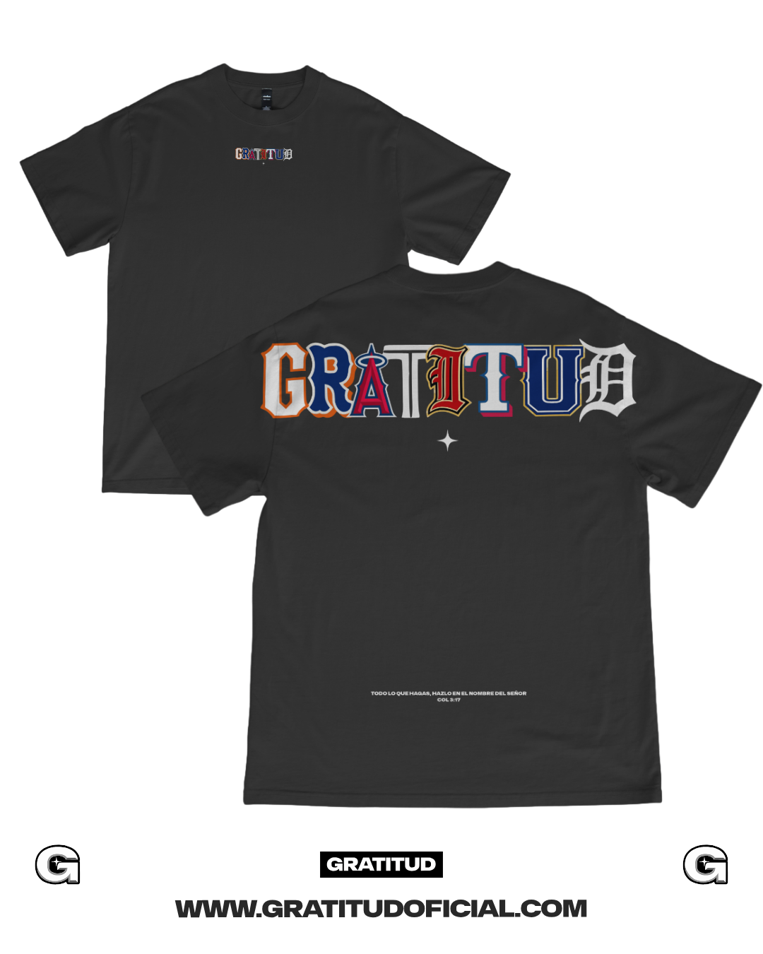 T-SHIRT "GRATITUD (MULTILOGO TIPO MLB)